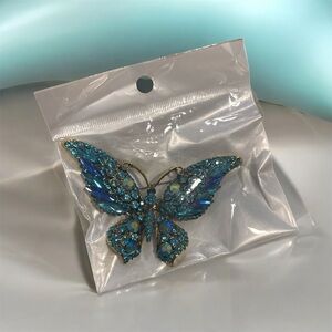 Sparkling Teal Butterfly Hair Clip